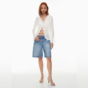 New Aritzia Wilfred Sensation Ruffle Sheer Light Mint Blouse